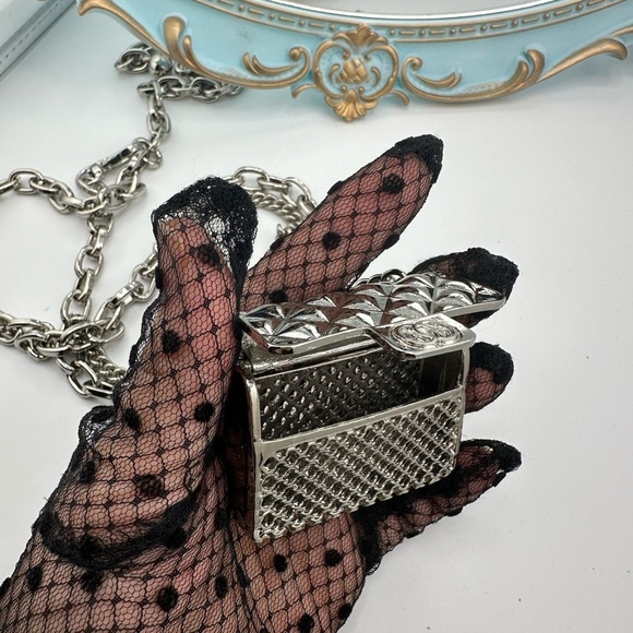 Anthropologie Mini Double Silver Chain Charm Belt/Bag